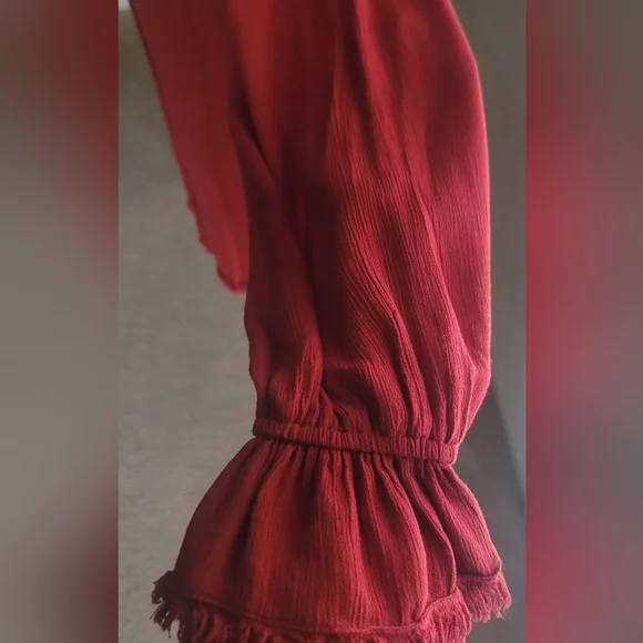 Free People Red Blouse with Button Detail - Picture 4 of 4